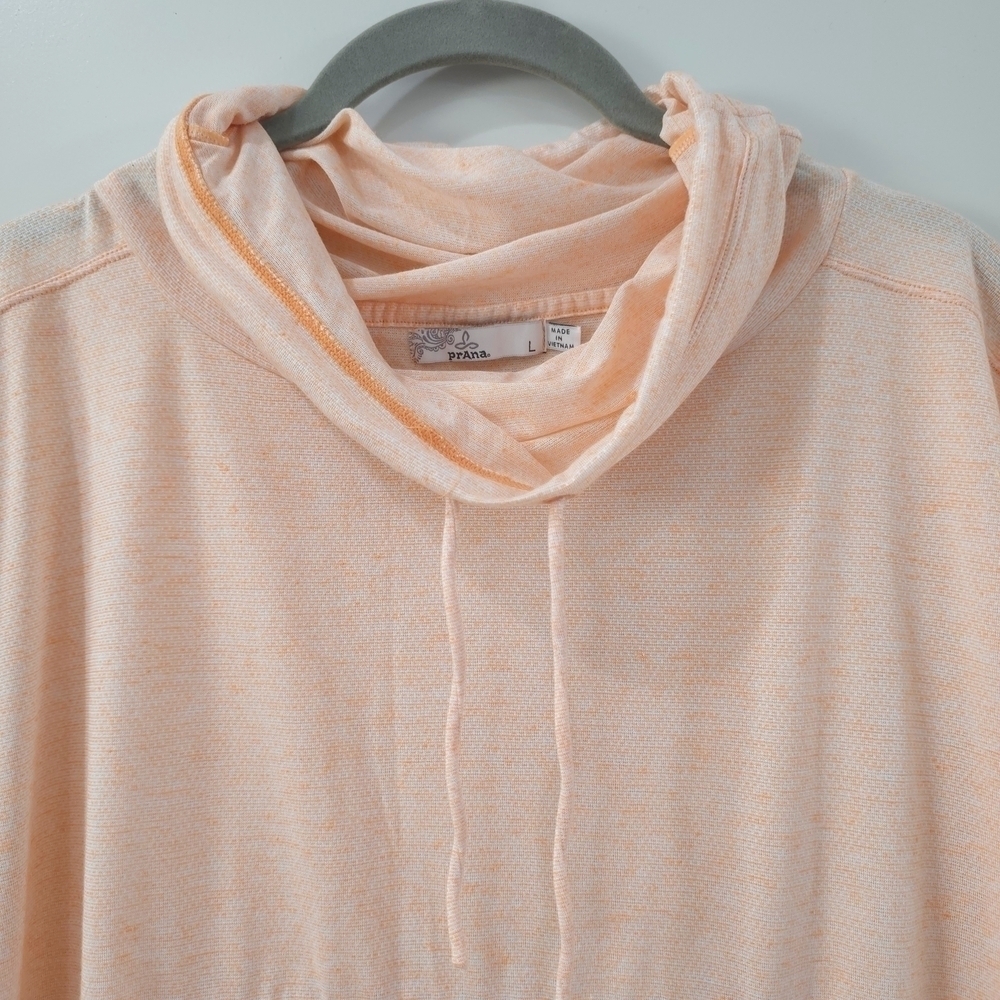 PRANA Oceana Cowl Neck Pullover Shirt In Cantelope, Soft Athleisure, Hemp Blend - Picture 3 of 13